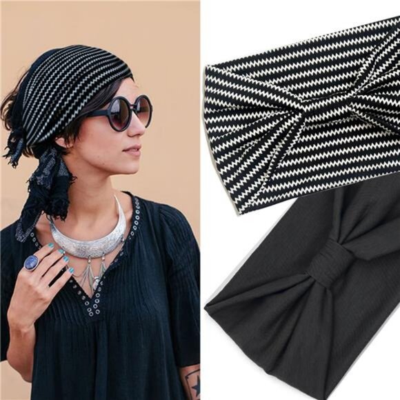 Wide Headbands for Women, Boho Knotted Head Wraps Turbans, Large - Picture 4 of 8